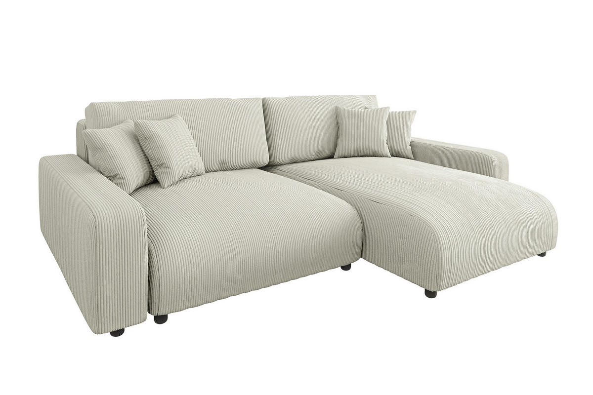 ECKSOFA Emma Beige Cord - Ottomane rechts - Beige, Textil (234/170cm) - S-Style Möbel