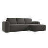 ECKSOFA mit Schlaffunktion Samt Stoff Grau - Dunkelgrau/Schwarz, Kunststoff/Textil (258/160cm) - Makamii