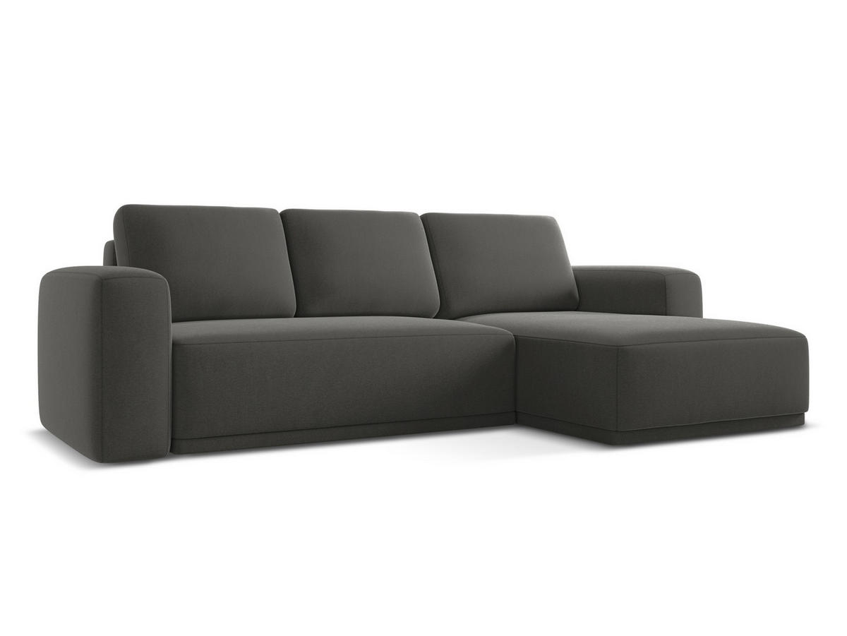 ECKSOFA mit Schlaffunktion Samt Stoff Grau - Dunkelgrau/Schwarz, Kunststoff/Textil (258/160cm) - Makamii