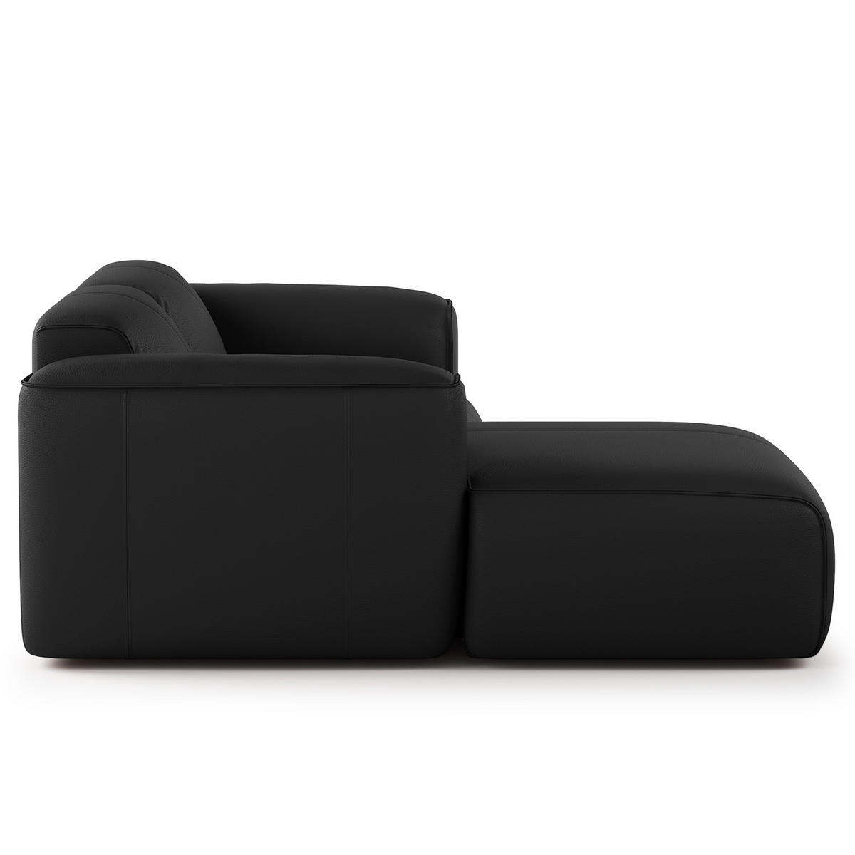 ECKSOFA mit XL-Longchair - Schwarz, Leder/Kunststoff (260/171cm) - home24