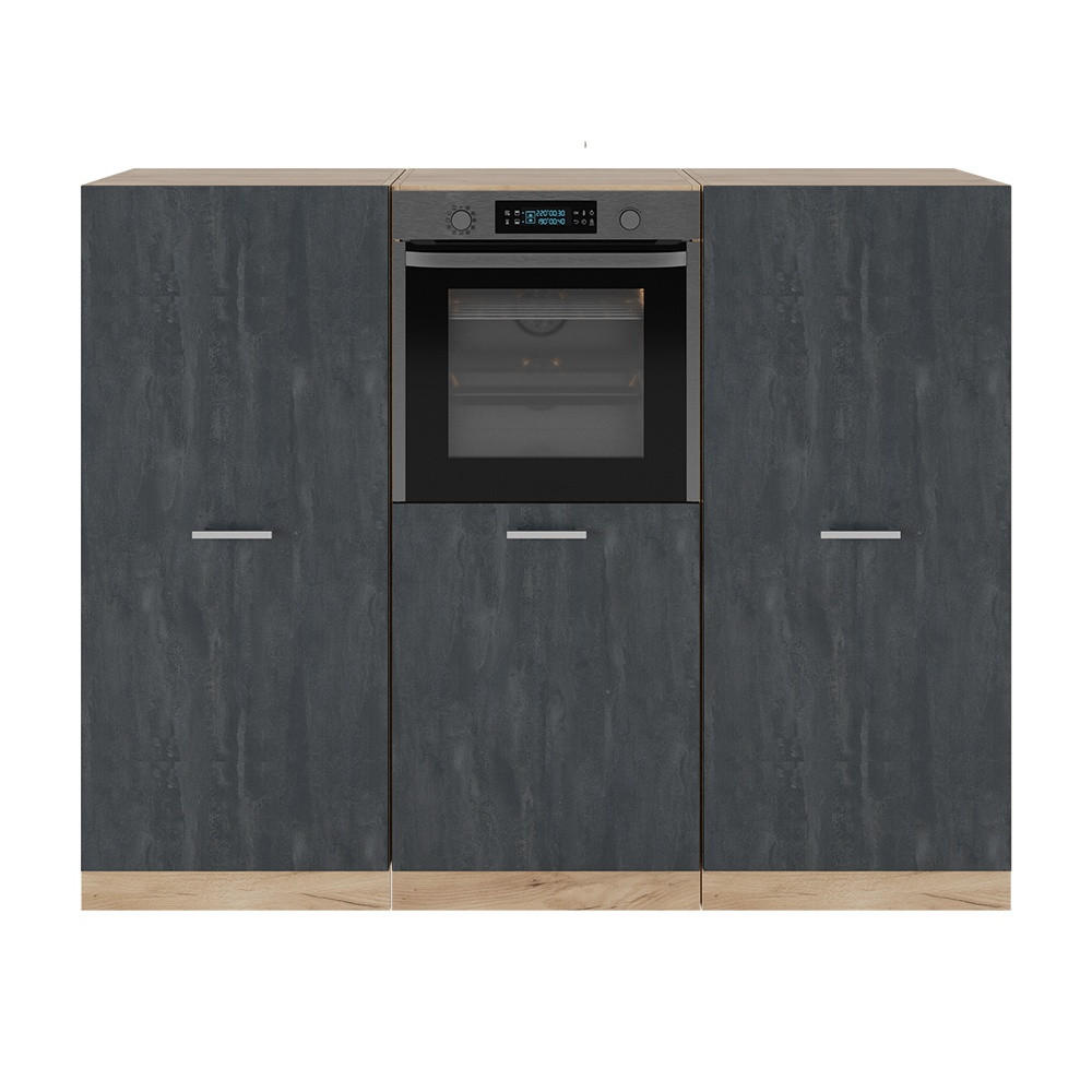 KUHINJSKI BLOK R-Line Črni beton/zlati hrast 180 cm Brez delovne plošče - črna/medeni hrast, leseni material (180/143/46cm) - Vicco