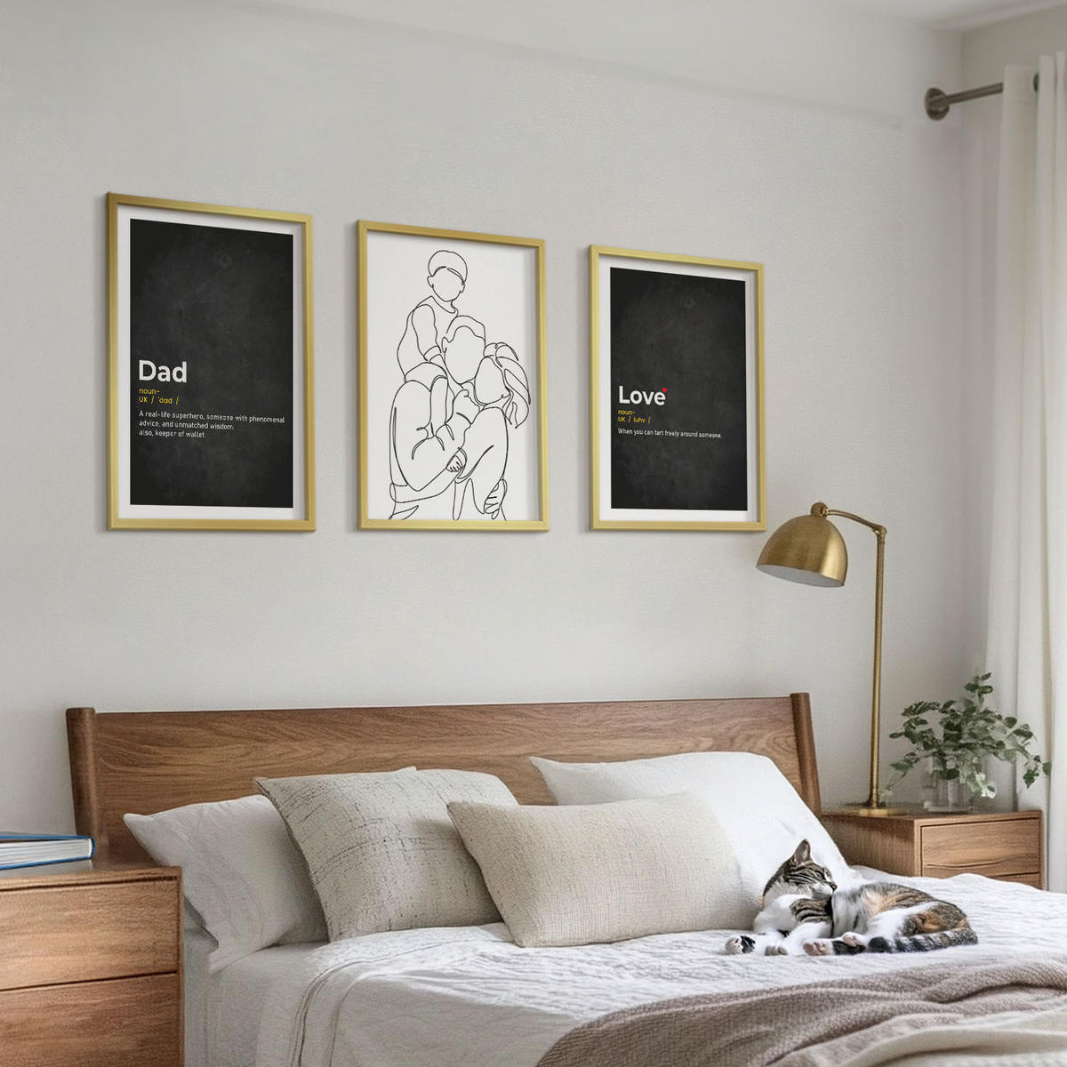 BILDER SET 3er Set - 40x60 cm Goldrahmen - Familiengeschichte, Kunst, Liebe, Vaterschaft - Goldfarben, Kunststoff (40/60cm) - TULUP