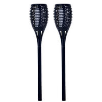 LED AUSSENLEUCHTE Solar Fackel Schwarz 2er Set - Schwarz, Kunststoff (12/12/78cm)