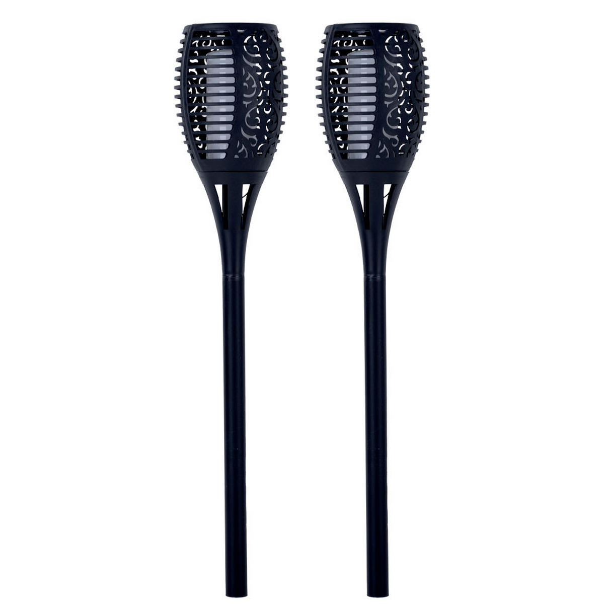 LED AUSSENLEUCHTE Solar Fackel Schwarz 2er Set - Schwarz, Kunststoff (12/12/78cm)