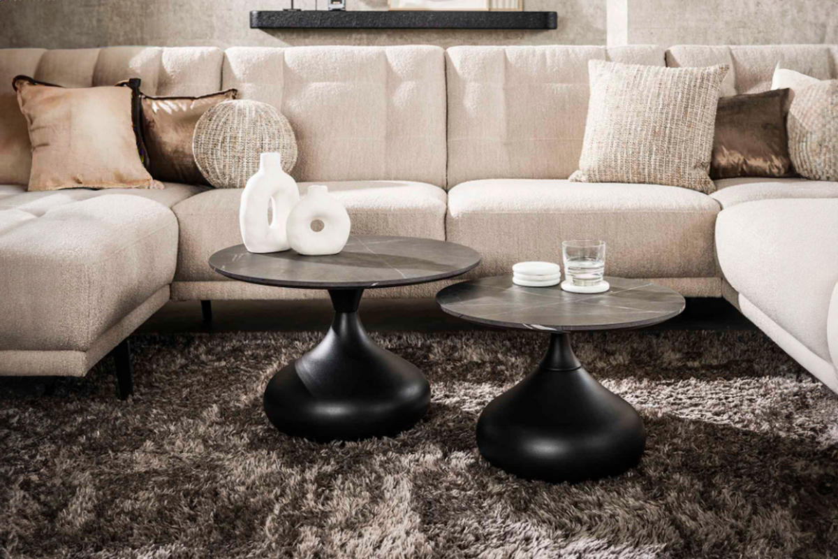 COUCHTISCH-SET PIRES Schwarz Kunststoff - Schwarz, Kunststoff/Metall (60/60/40cm) - KAWOLA