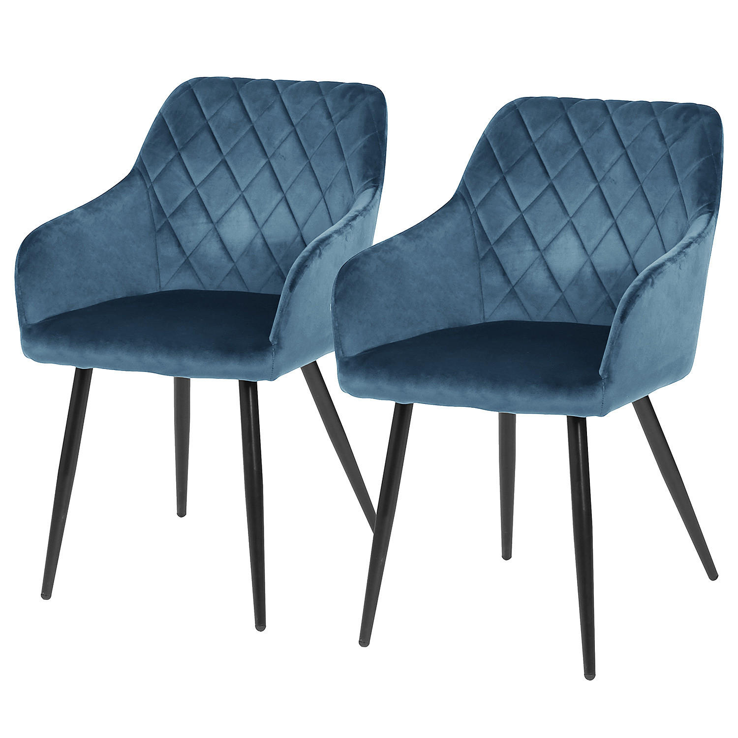 ARMLEHNENSTUHL - 2er-Set - Blau/Schwarz, Textil/Metall (54/83/60cm) - home24