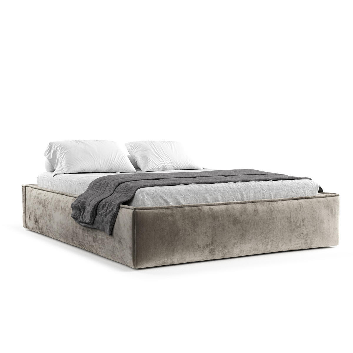 POLSTERBETT Alvar Beige 200/200 cm im Chenille-Stoff - Beige/Schwarz, Holz/Holzwerkstoff (200/200cm) - Maison de Reve