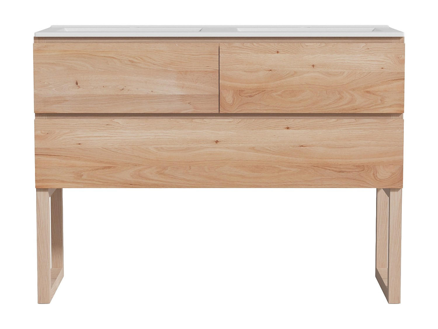 DOPPELWASCHTISCH - 120 cm x 45 cm - Holz, Platte - Naturfarben Hell - TARELO - Naturfarben, Holz (120/88/45cm) - Vente-Unique