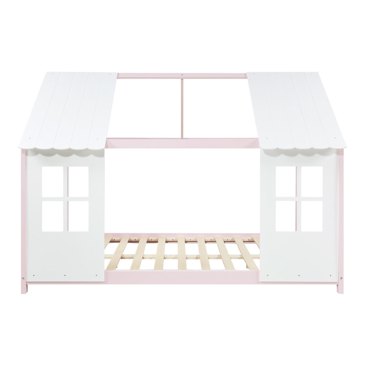 HAUSBETT Tostedt - Hellrosa/Weiß, Holz (140/200cm) - [en.casa]