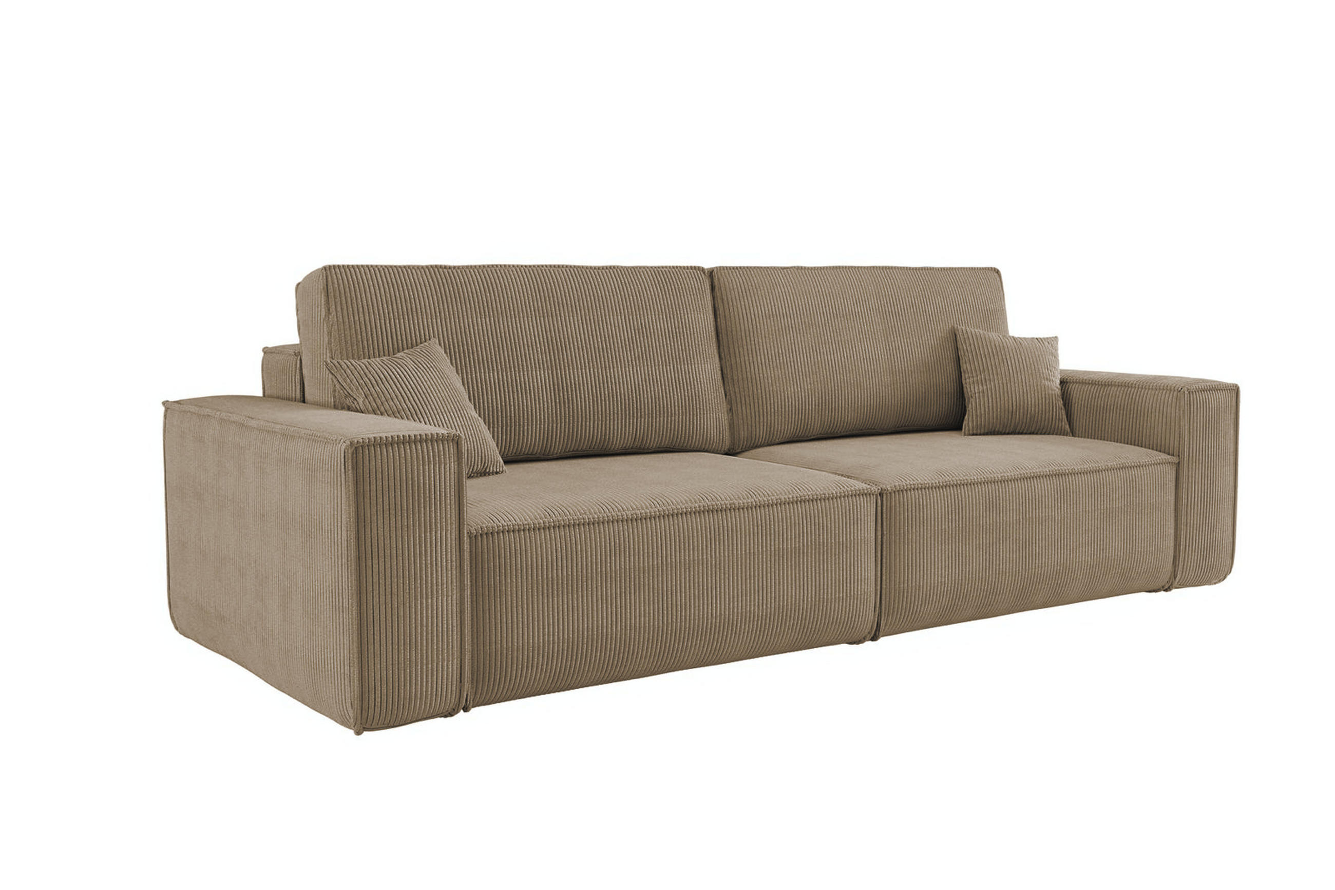 SCHLAFSOFA HUGO, Sofa mit Schlaffunktion und Bettkasten, Farbe: Hellbraun, Cordstoff - Hellbraun, Textil (244/83/98cm) - VENASI MÖBEL