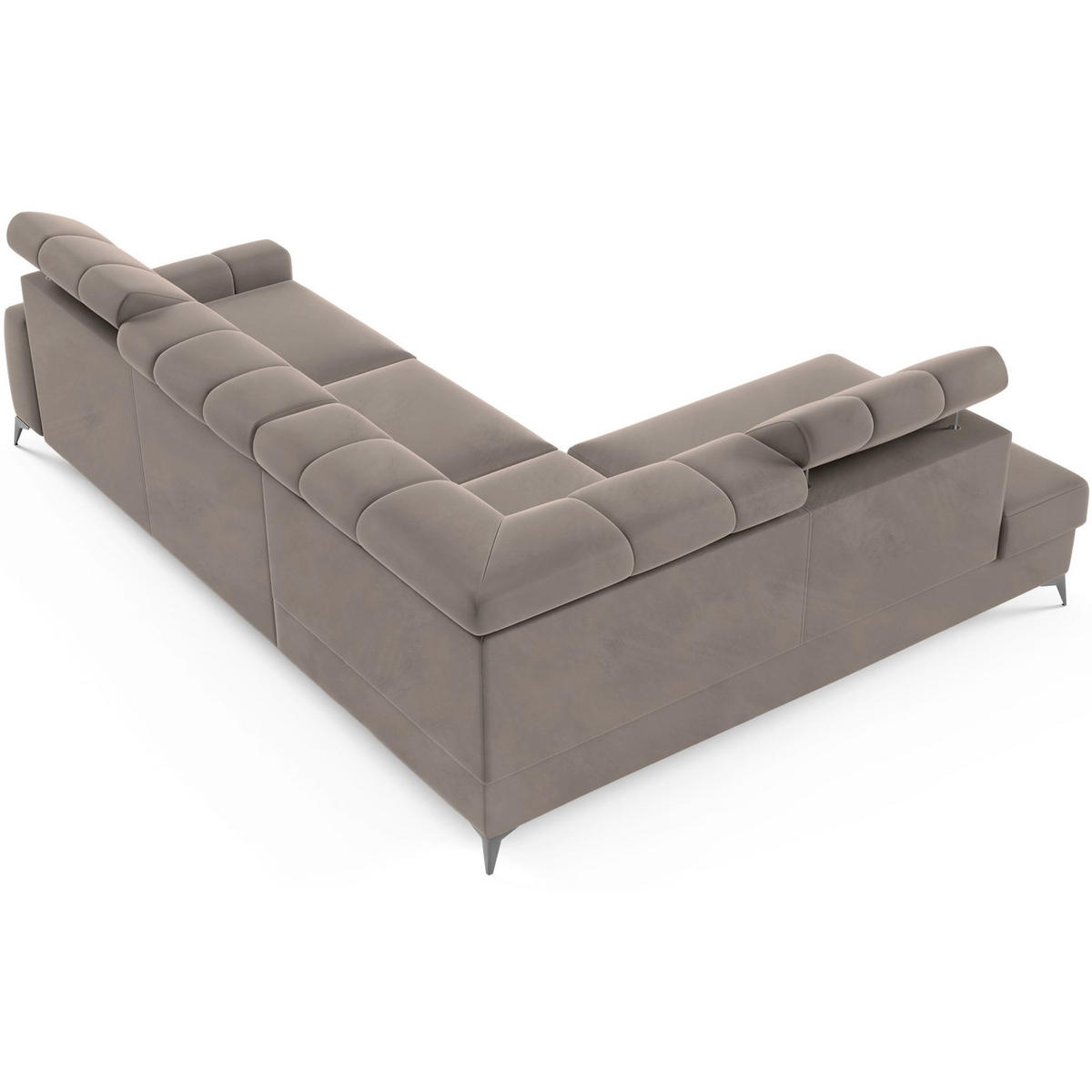 ECKSOFA London Hellbraun Velours - Hellbraun/Schwarz, Textil/Metall (274/203cm) - Selsey