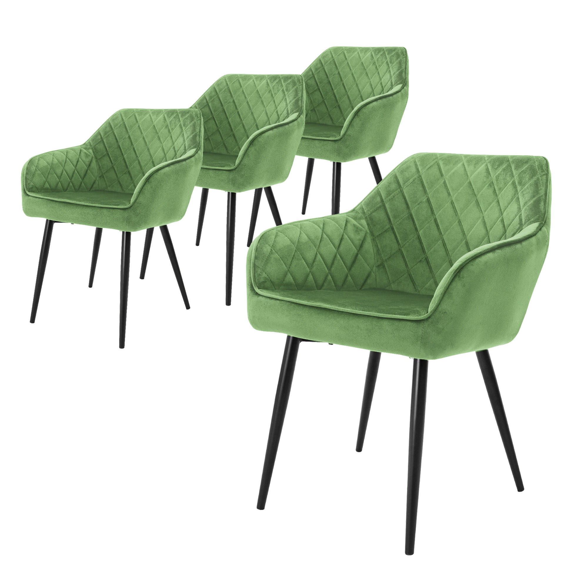 ESSZIMMERSTUHL Samt Grün 4er Set - Grün, Metall (63/80/60cm) - ML-DESIGN