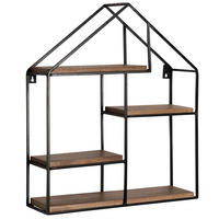 WANDREGAL Mango Massivholz Metall Industrial Stil 50x60x14 cm Hausform - Schwarz/Braun, Holz/Metall (50/60/14cm) - KADIMA DESIGN