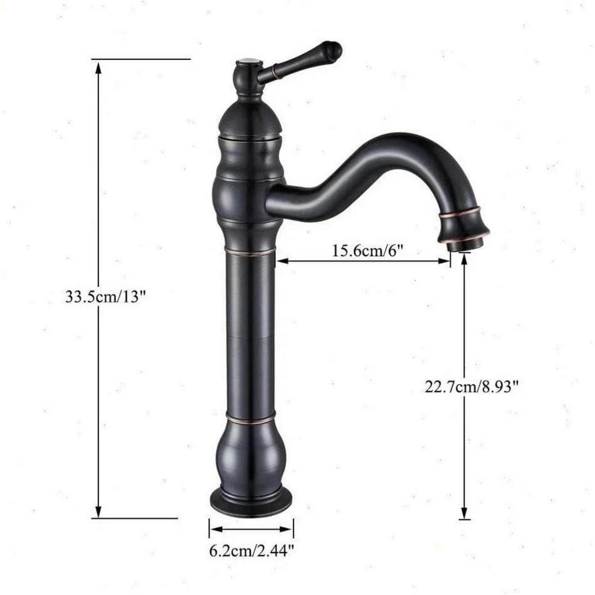 WASCHTISCHARMATUR Einhebelmischer Matt-Schwarz 360° Schwenkbar - Schwarz, Metall (15.6/36/22.7cm)
