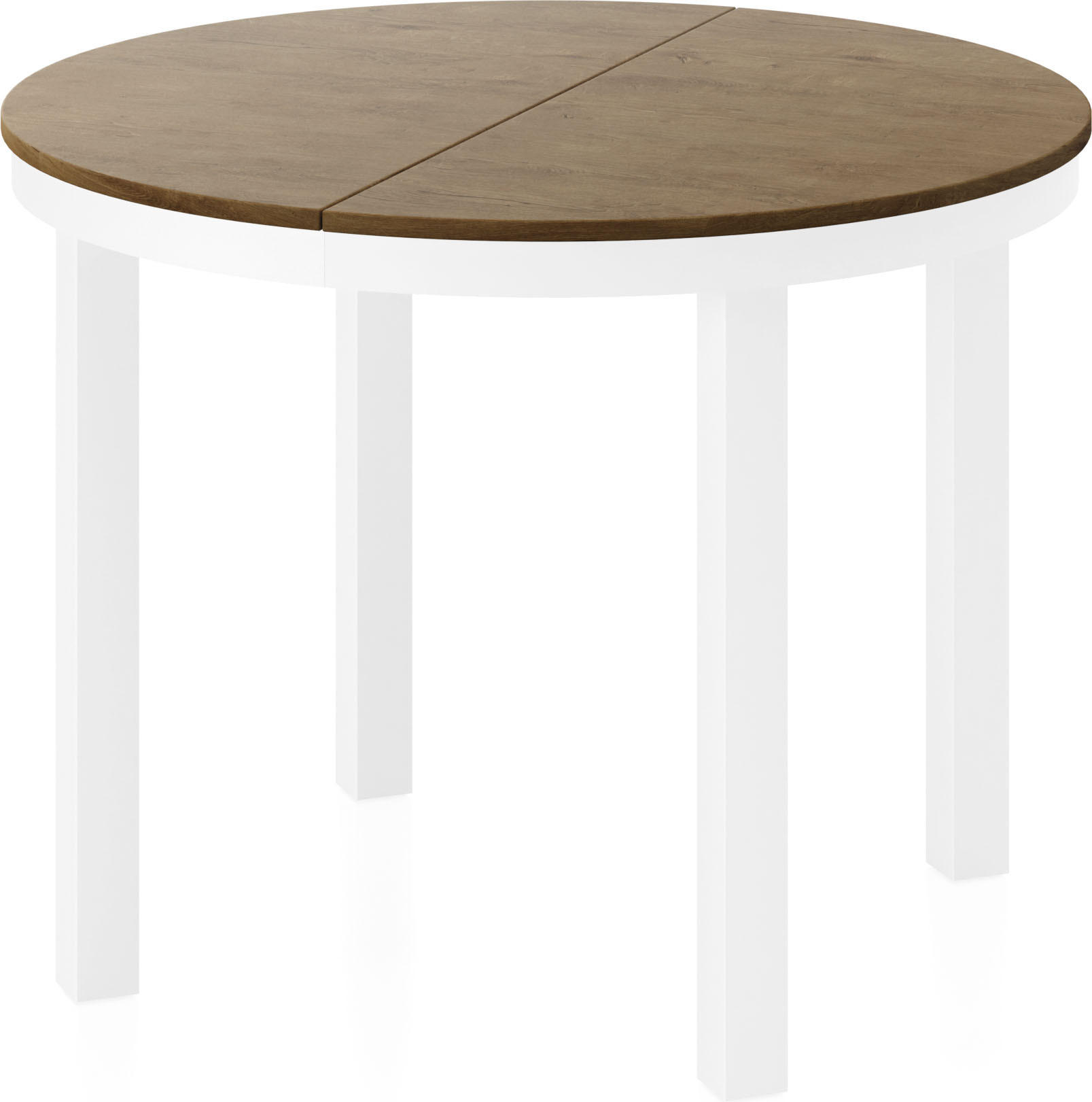 ESSTISCH Rowan Weiß runder ausziehbarer, Lefkas Eiche 100-176/100/76 cm - Alteiche/Weiß, Holzwerkstoff/Metall (100/100/76cm) - WFL GROUP