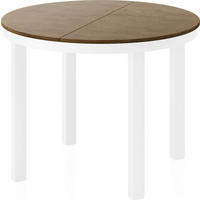 ESSTISCH Rowan Weiß runder ausziehbarer, Lefkas Eiche 100-176/100/76 cm - Alteiche/Weiß, Holzwerkstoff/Metall (100/100/76cm) - WFL GROUP