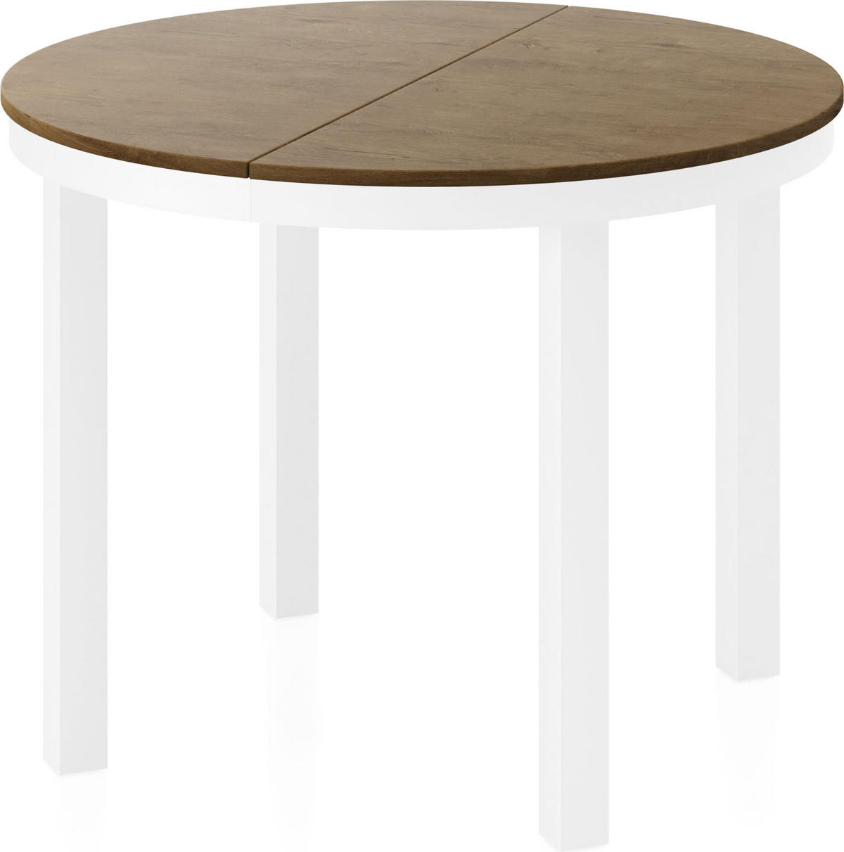 ESSTISCH Rowan Weiß runder ausziehbarer, Lefkas Eiche 100-176/100/76 cm - Alteiche/Weiß, Holzwerkstoff/Metall (100/100/76cm) - WFL GROUP