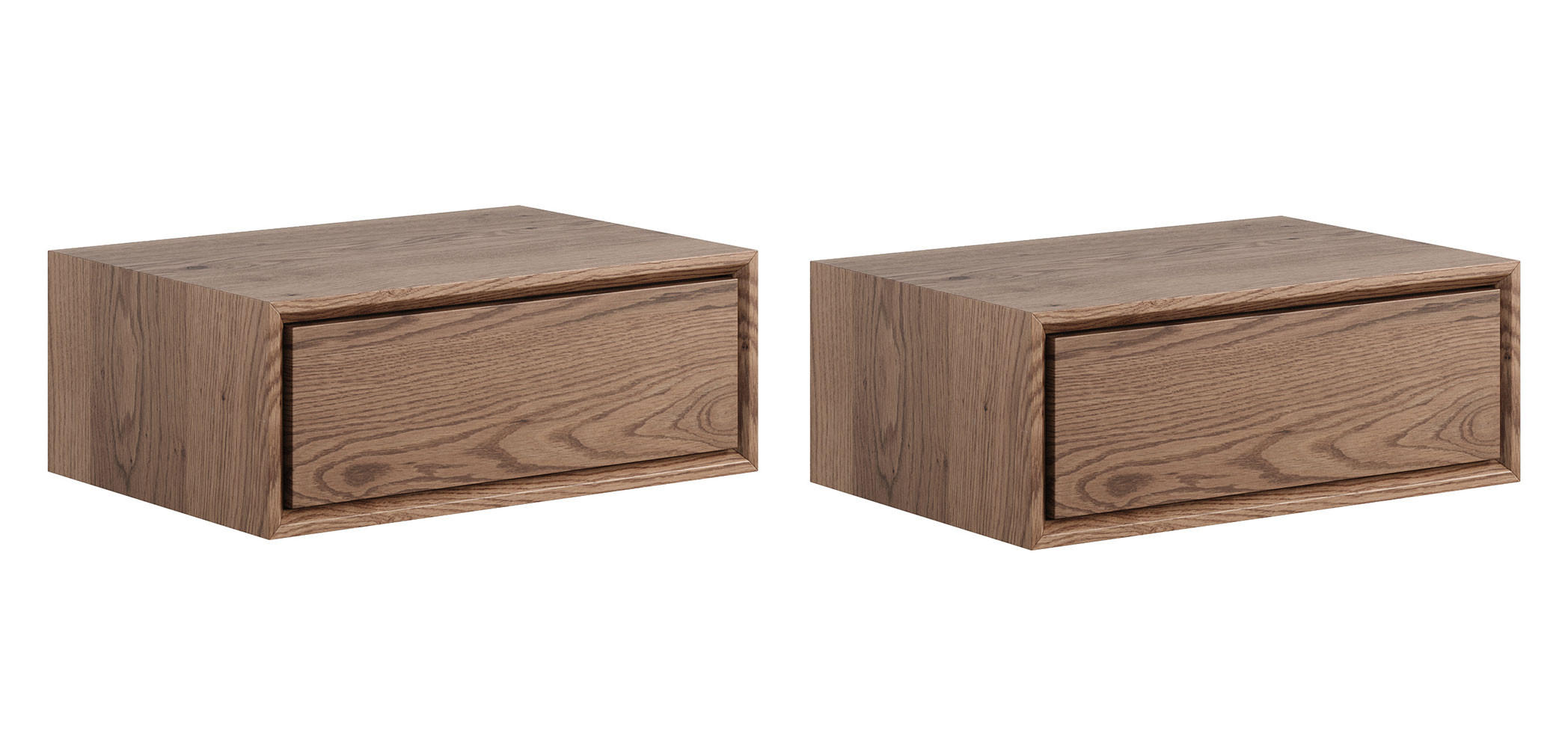 2ER-SET NACHTKONSOLE Adria Smoke Wildeiche 50 / 35 / 19cm - Eichefarben, Holz (50/19/35cm) - Feldmann-Wohnen