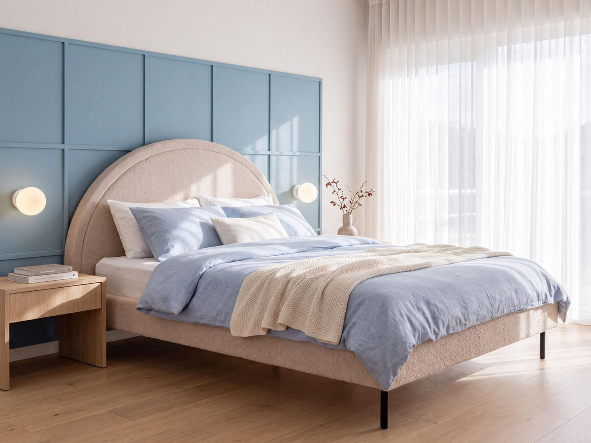 POLSTERBETT 180/200 cm Beige Margut - Beige, Textil (180/200cm) - Beliani
