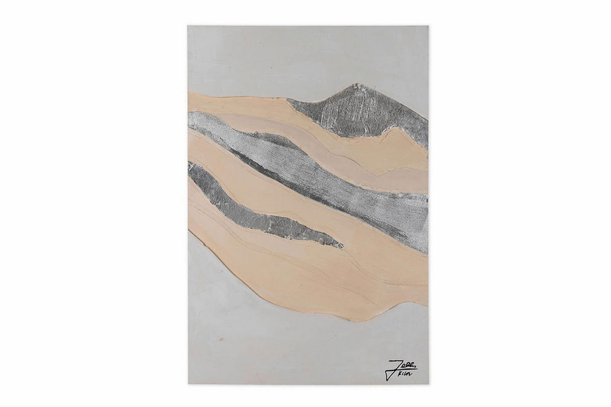 ACRYLBILD HANDGEMALT 60/90 cm - Beige/Grau, Holz/Textil (60/90cm) - KUNSTLOFT
