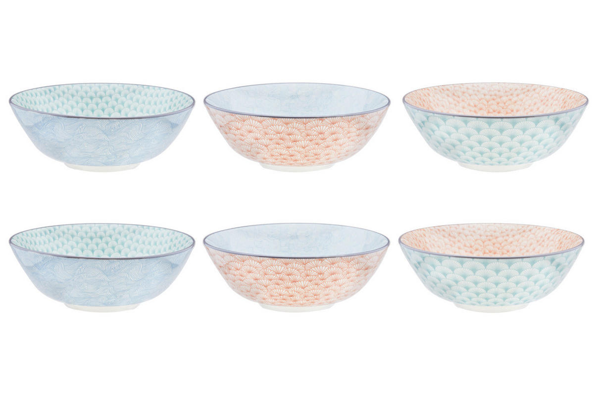 SCHALEN Pattern Ø21cm - 6er-Set - Pastel - Pink, Keramik - Björn