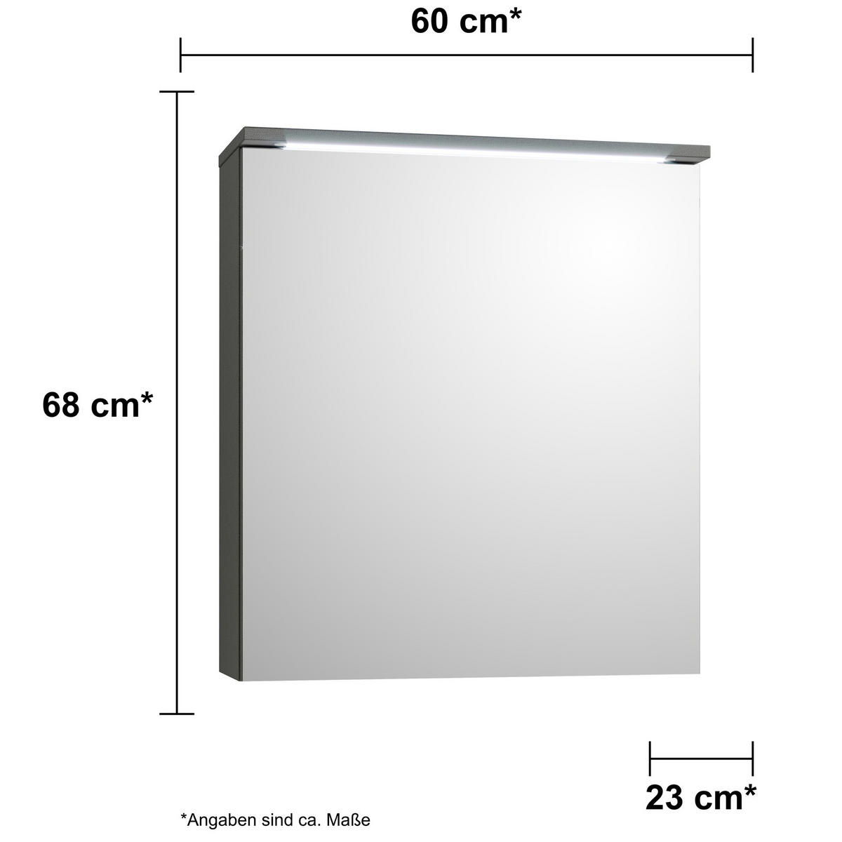 SPIEGELSCHRANK DUO 60x068x23 cm LED Steckdose - Grau, Holzwerkstoff (60/68/23cm) - Aileenstore