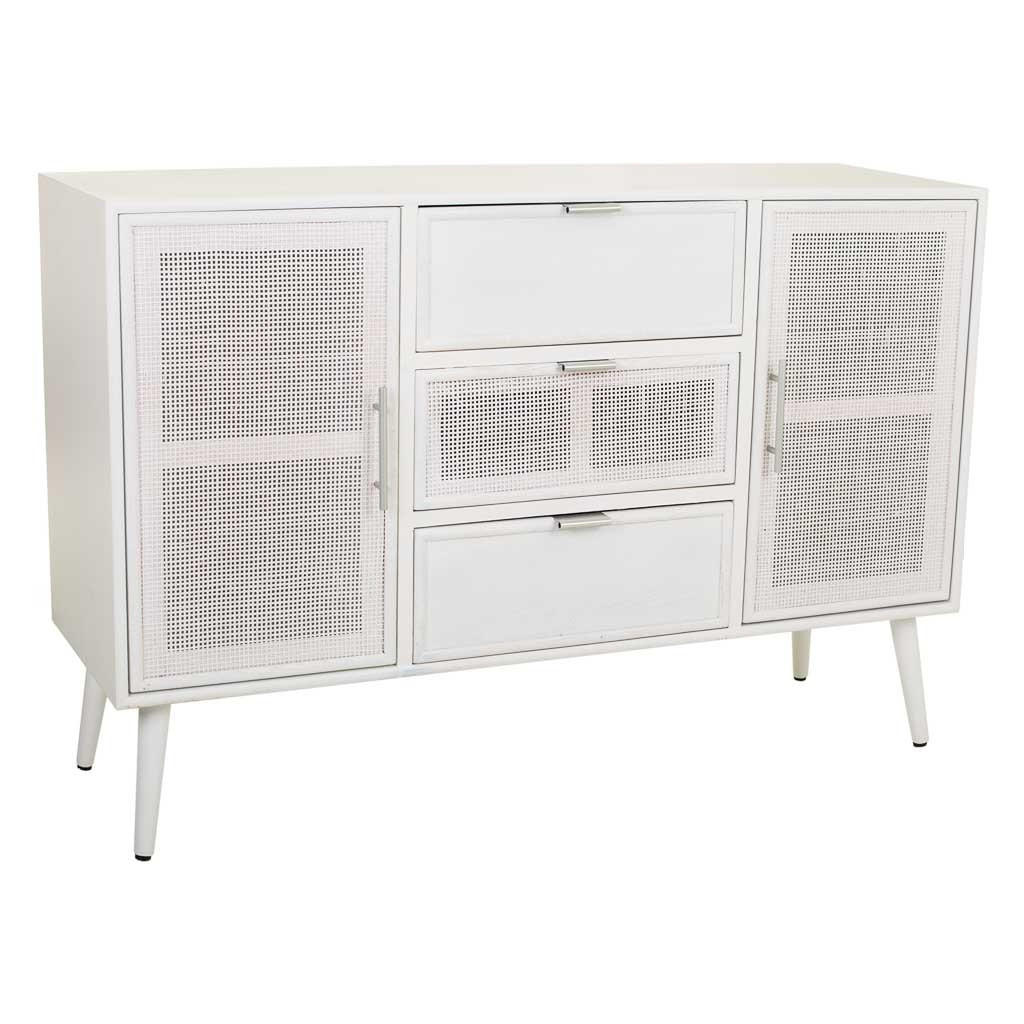 SIDEBOARD aus Holz und Gitter, Weißes, 120x41x81 - Weiß, Holz (120/81/40.5cm) - Wanderlust