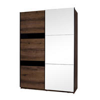 SCHWEBETÜRENSCHRANK Devon mit 2 Türen und Spiegel, Eiche monastery - Eichefarben/Schwarz, Holzwerkstoff/Metall (150/215/68.5cm) - Beautysofa