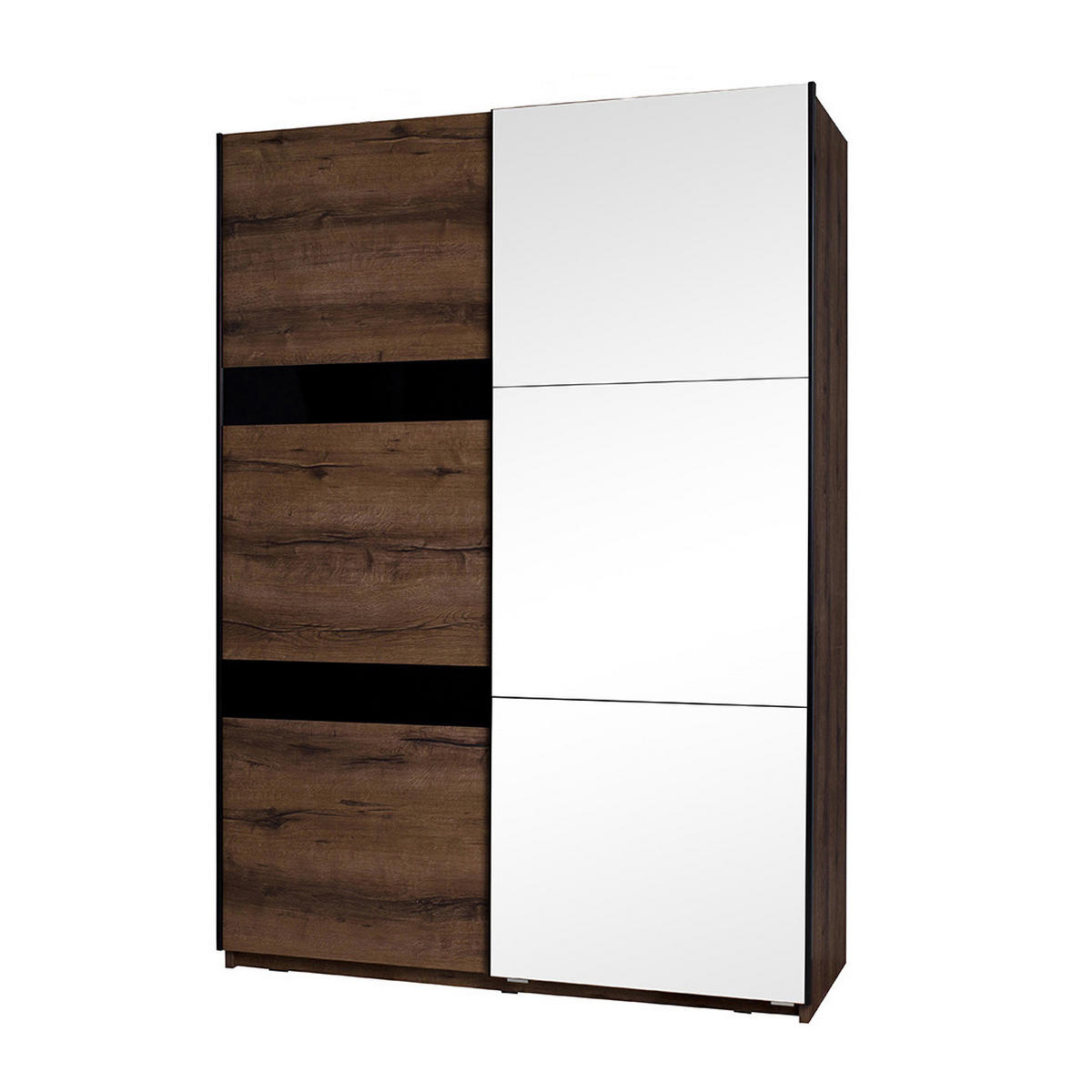 SCHWEBETÜRENSCHRANK Devon mit 2 Türen und Spiegel, Eiche monastery - Eichefarben/Schwarz, Holzwerkstoff/Metall (150/215/68.5cm) - Beautysofa