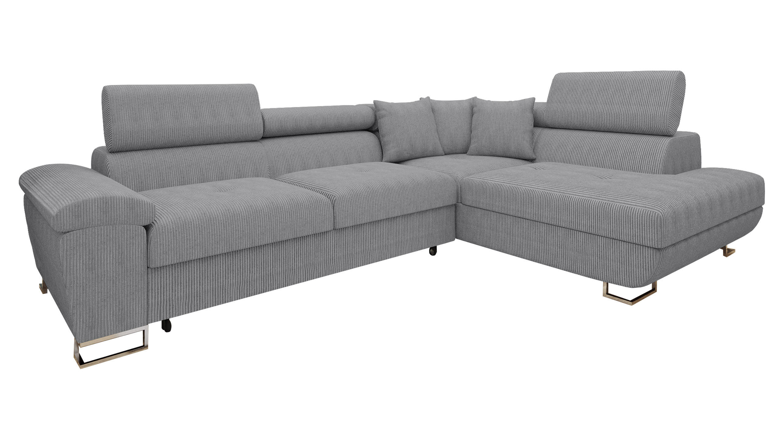 ECKSOFA Cotere Cord, Seite: Rechts - Hellgrau, Holz/Textil (270/202cm) - MIRJAN24