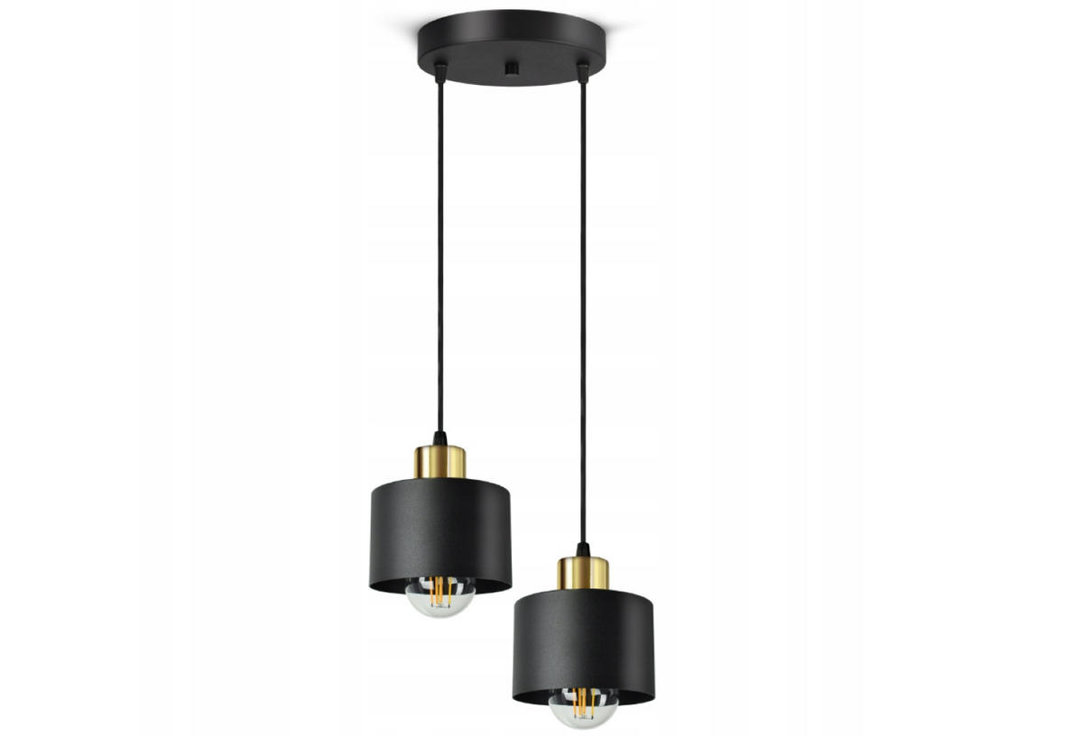PENDELLEUCHTE BLACKSPOT - Goldfarben/Schwarz, Metall (25/25/80cm) - kiki design