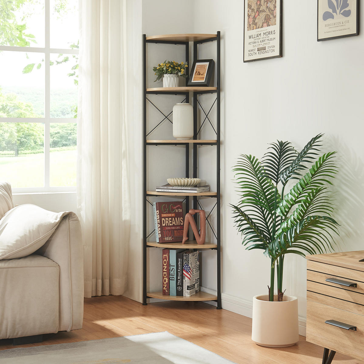 ECKREGAL Ulfborg - Schwarz/Braun, Holzwerkstoff/Metall (30/160/30cm) - [en.casa]