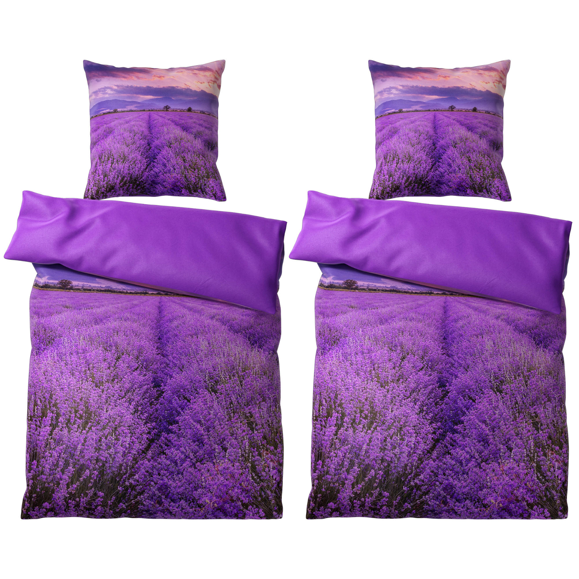 BETTWÄSCHE 4-teilig Lavendel - Lila, Naturmaterialien (135/200cm) - Sanilo