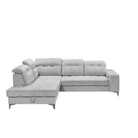 ECKSOFA mit elektronischem Sitzvorschub, Bettkasten und USB-Anschluss - Hellgrau/Schwarz, Textil/Metall (289/220cm) - ed exciting design