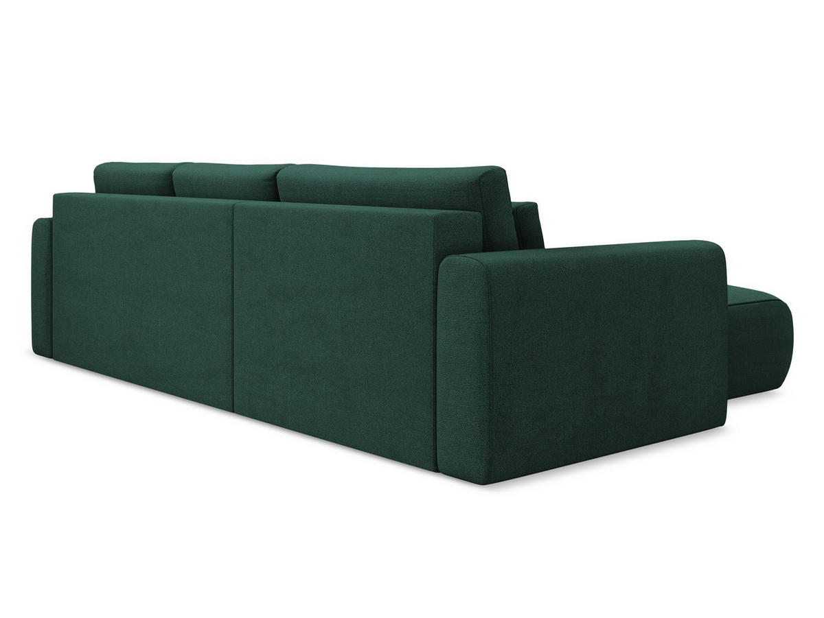 ECKSOFA mit Schlaffunktion Strukturstoff Stoff Grün - Dunkelgrün/Schwarz, Kunststoff/Textil (149/278cm) - Makamii