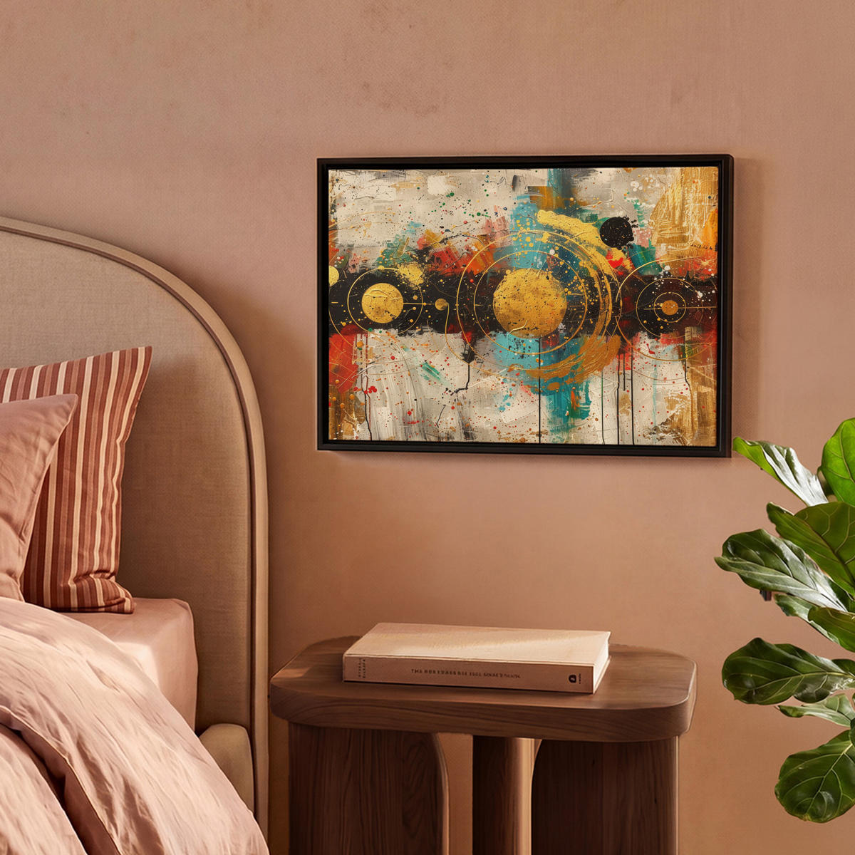 LEINWAND Bilder mit Rahmen - Abstrakt - Kunst - Gold - Modern - 40x30 - Multicolor, Textil (40/30cm) - MuchoWow