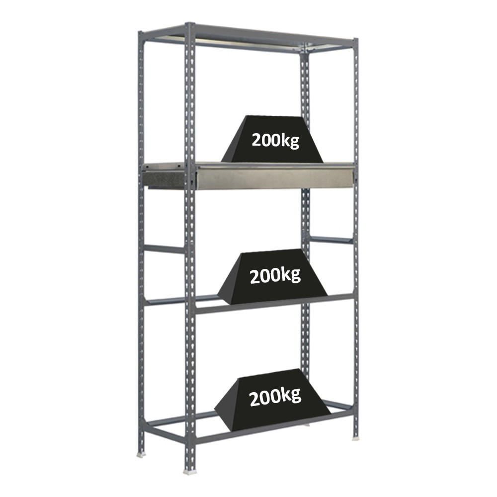REIFENREGAL mit Schubfach und Ablagefläche Metal Shark NO.3 HxBxT 200 x 120 x 40 cm 12 Reifen Grau - Grau, Metall (120/200/40cm) - PROREGAL
