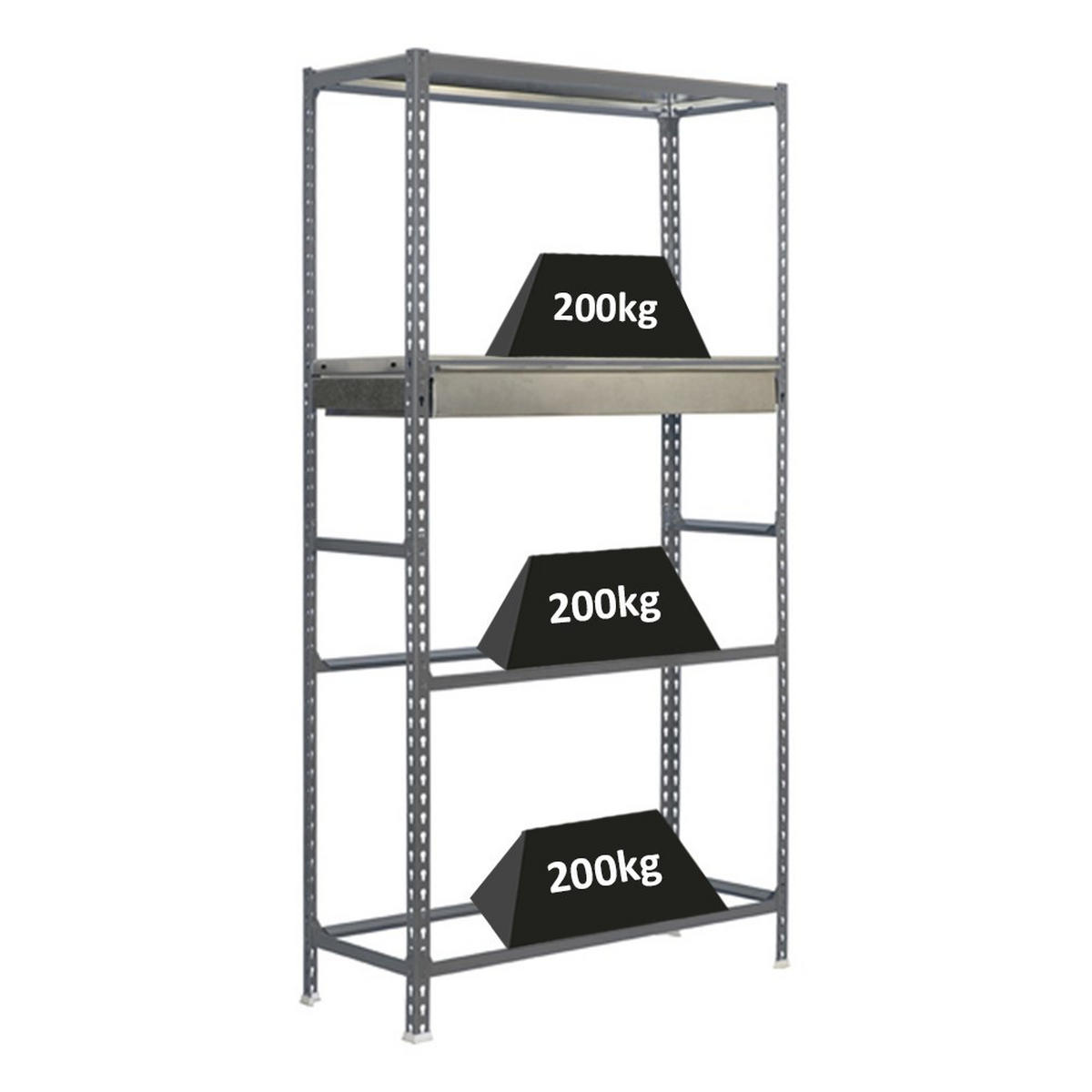 REIFENREGAL mit Schubfach und Ablagefläche Metal Shark NO.3 HxBxT 200 x 120 x 40 cm 12 Reifen Grau - Grau, Metall (120/200/40cm) - PROREGAL