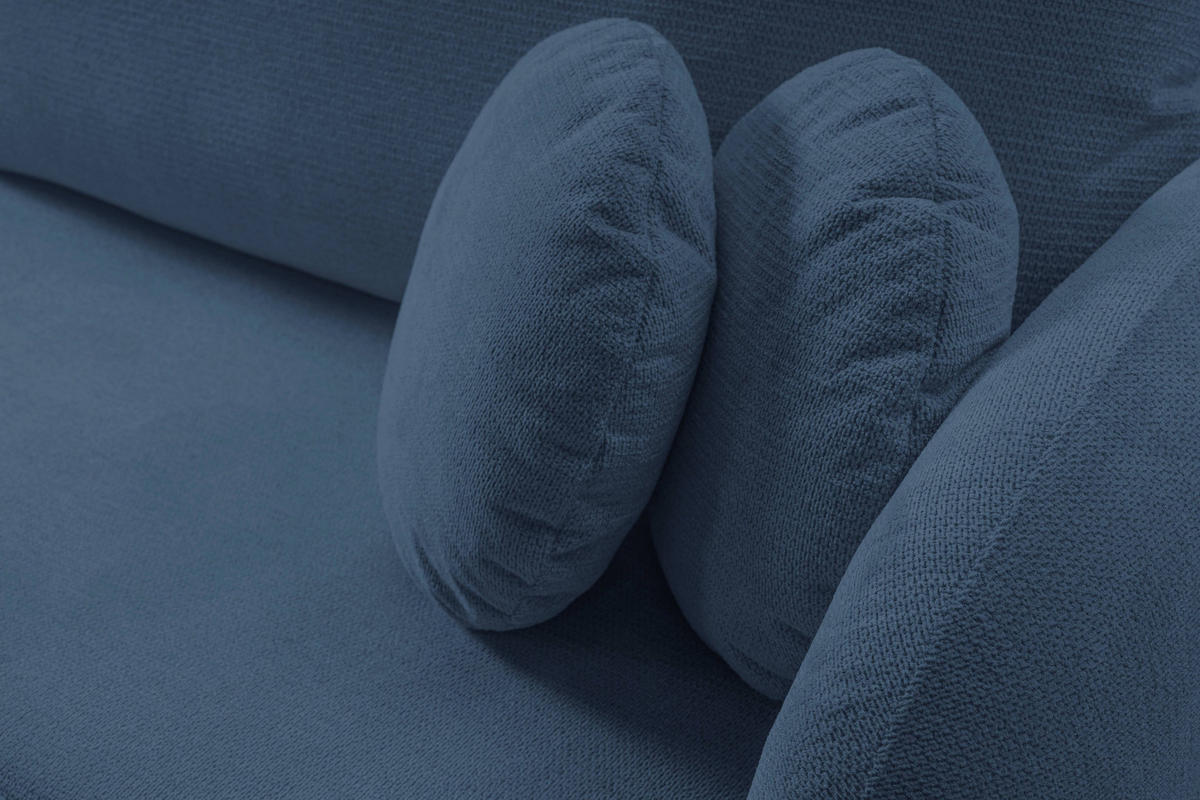 ECKSOFA AMICO L-S Dunkelblau Geflochtener Stoff mit Schlaffunktion - Dunkelblau, Holz (248/174cm) - MASSENO