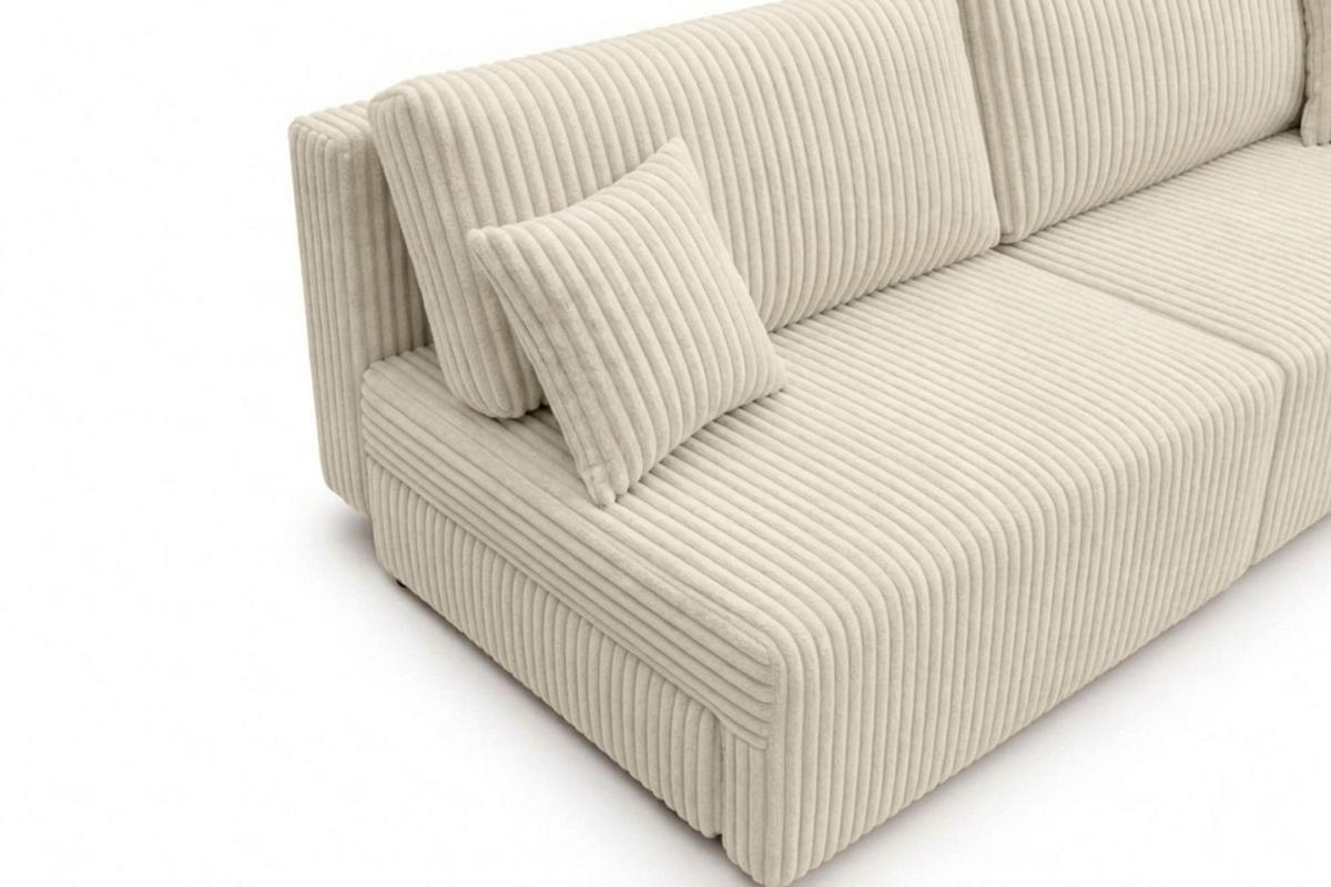 SOFA Mit Schlaffunktion Und Bettkasten, Cordstoff Tilia, Ecru, BEST MINI - Ecru, Holz (200/83/98cm) - Kaiser Möbel