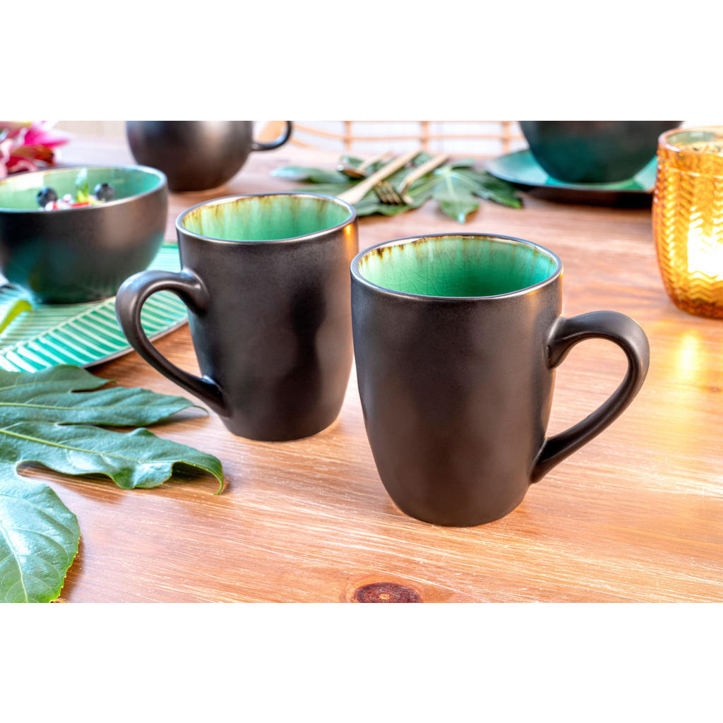 Thumbnail - Sänger Kaffeebecher, Grün, Keramik, 4-teilig, 23x14x21 cm, kratzfest, Kaffee & Tee, Tassen, Kaffeetassen-Sets