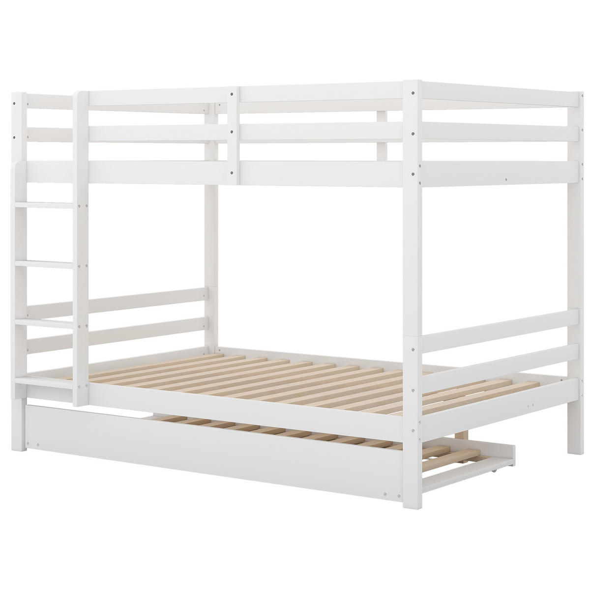 ETAGENBETT aus Kiefernholz und MDF 140x200 cm Weiß mit Ausziehbett und Treppe - Weiß, Holzwerkstoff (140/200cm) - IVMEU