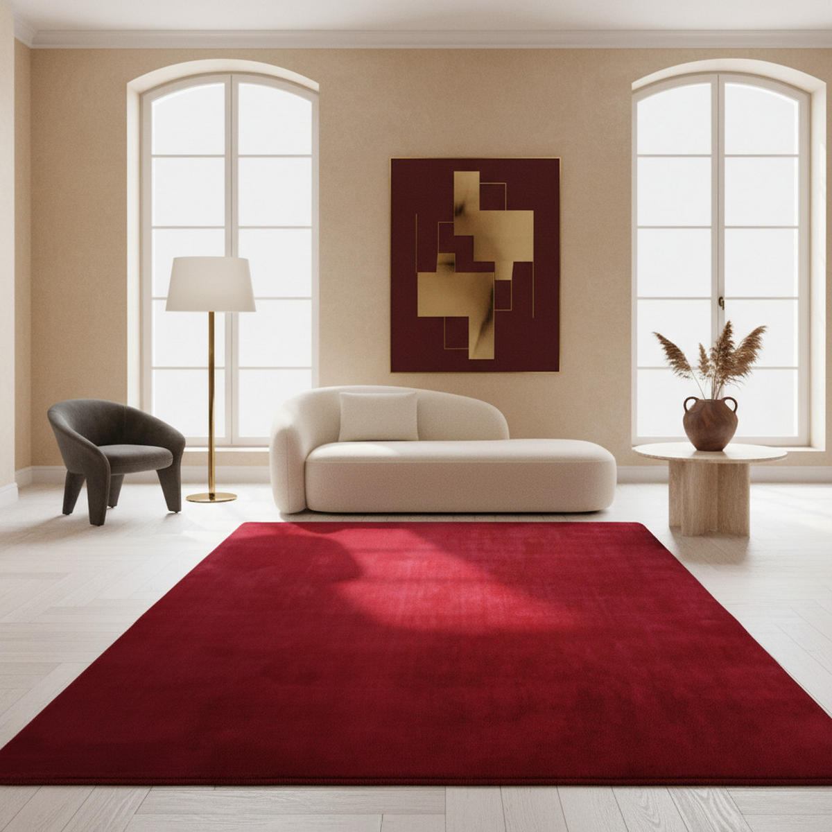 KURZFLORTEPPICH Waschbar ISAR, einfarbig, aus Polyester, Rot, 60 x 100 cm - Rot, Textil (100/60cm) - KADIMA DESIGN