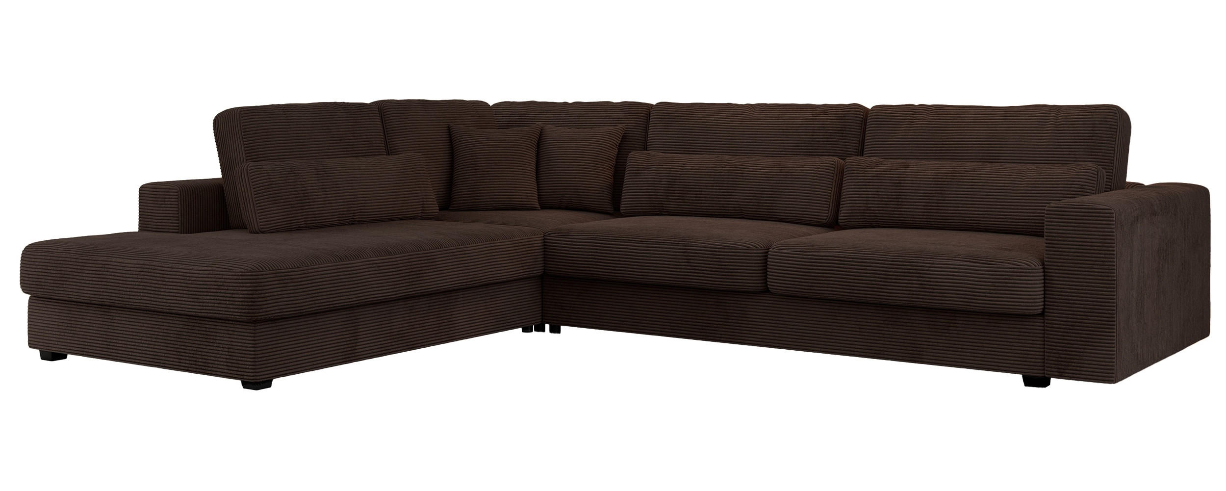 ECKSOFA Savona Braun Cord - links - Schwarz/Braun, Kunststoff/Textil (316/249cm) - MKS