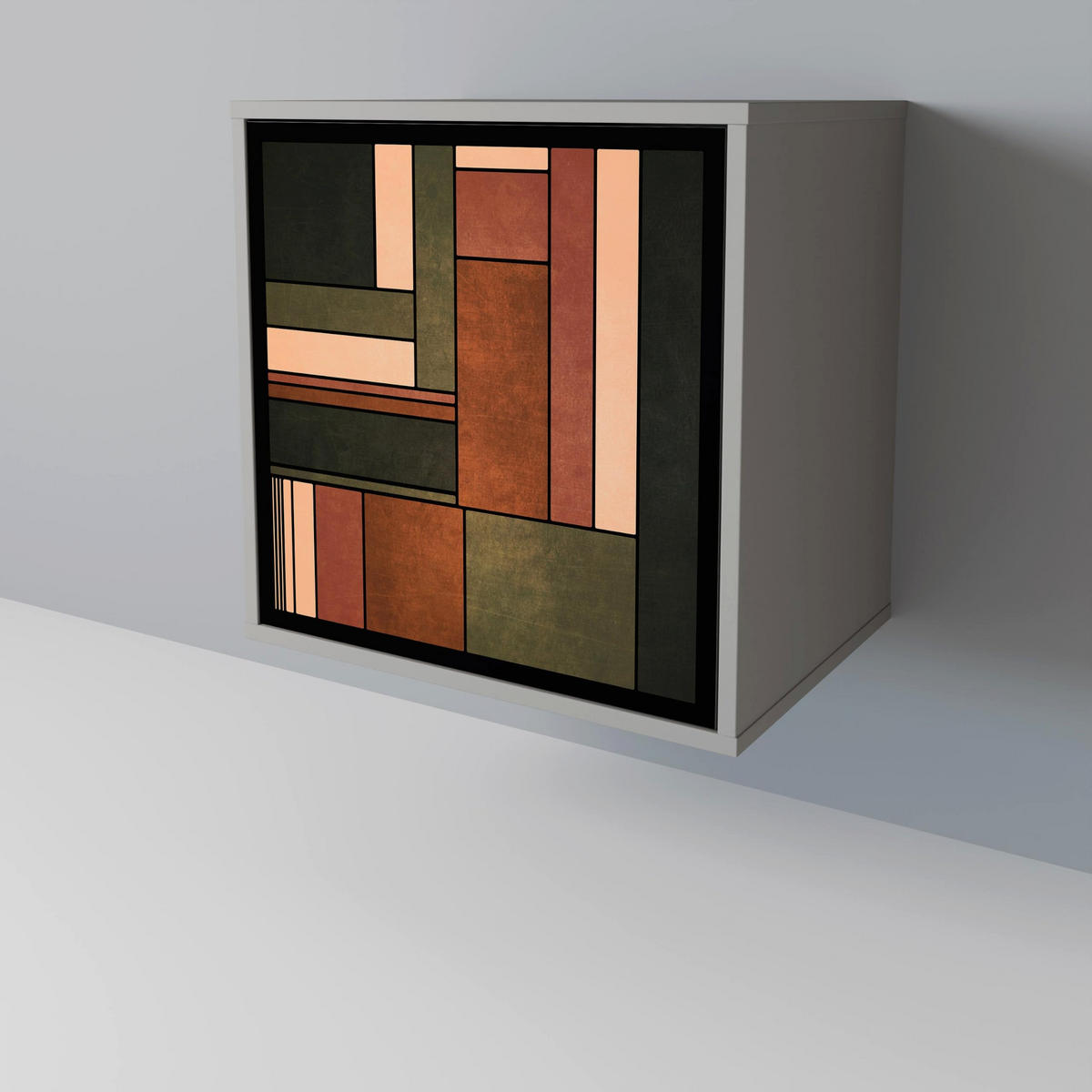 SIDEBOARD FIGURES OF NATURE, Grau, 57,5x42x75,5 cm, Goldfarbene Metallfüße - Goldfarben/Multicolor, Holzwerkstoff/Metall (57.5/75.5/42cm) - SpaceRebels