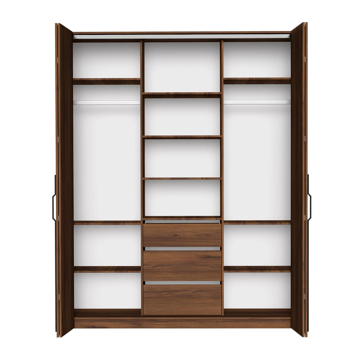 FALTTÜRENSCHRANK Omodeo 200 cm breit in Warmia-Nussbaum – mit WingLine-Falttüren - Walnussfarben, Holzwerkstoff (200/240/58cm) - AX Living
