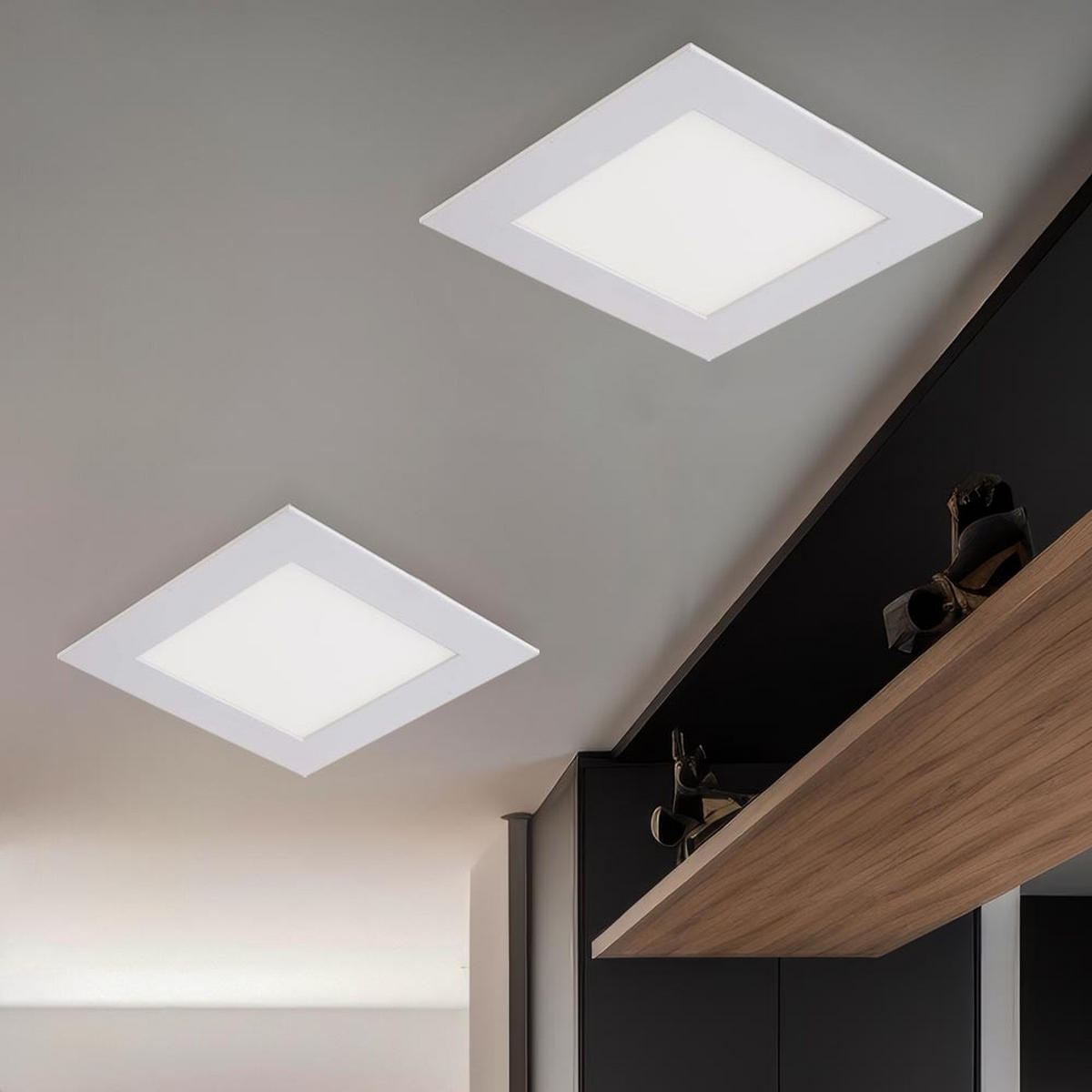 LED EINBAUPANEL Aluminium Kunststoff Weiß 2er Set - Weiß, Metall (12/12/2cm)