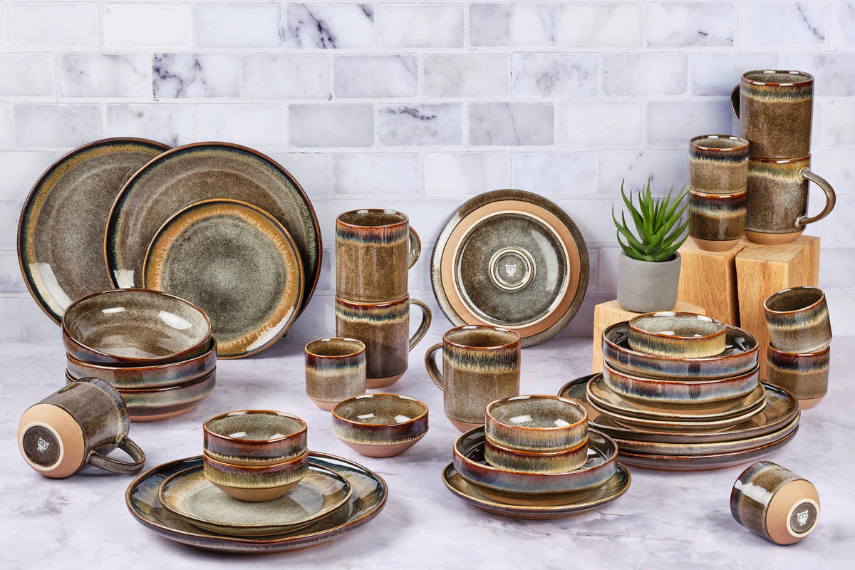 KOMPLETTSERVICE Genesis - 36er-Set - Basalt - Braun, Keramik (1/1/1cm) - Björn