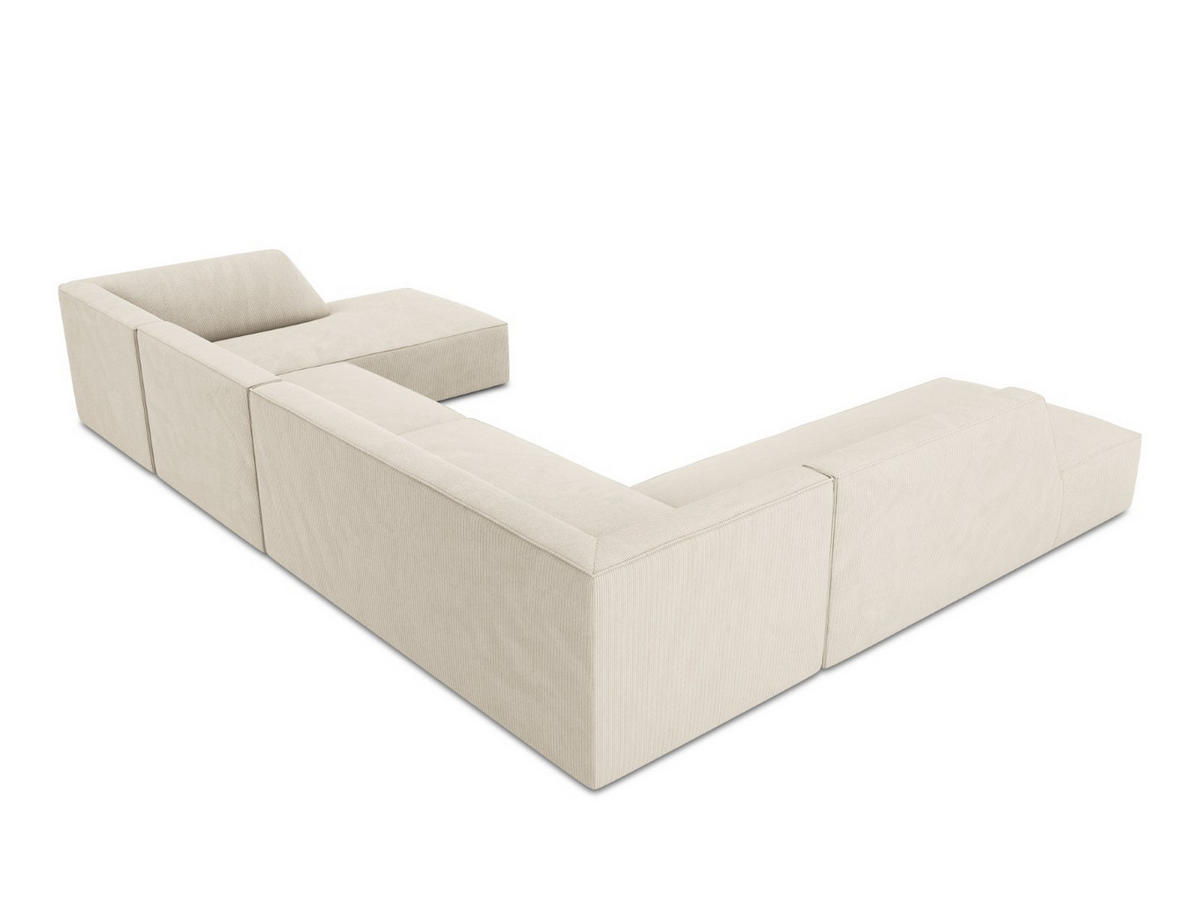 PANORAMASOFA links Ruby aus Cord leichtes beige 7 Sitzplätze - Creme, Textil (273/69/366cm) - Micadoni