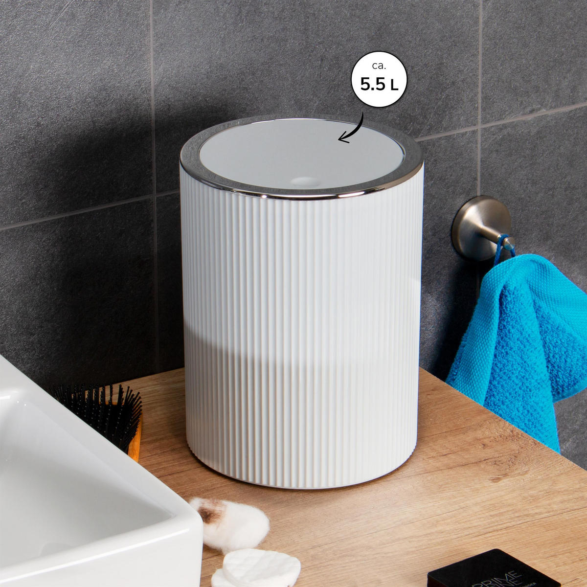 KOSMETIKEIMER 2er-Set, GAVELLO weiß, Kunststoff - Weiß, Kunststoff (12.5/16.3/12.5cm) - bremermann